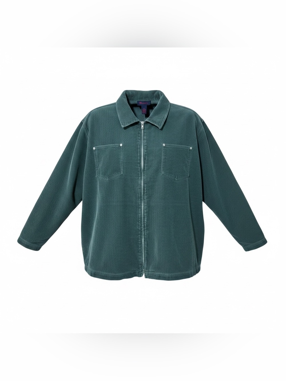 Vintage Corduroy Zip Jacket Green Women 2X Oversized Workwear Y2K Cotton Grunge